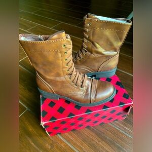 Arizona Jean Womens AZ Judson Lace Up Zip Brown Boots Size 8.5M